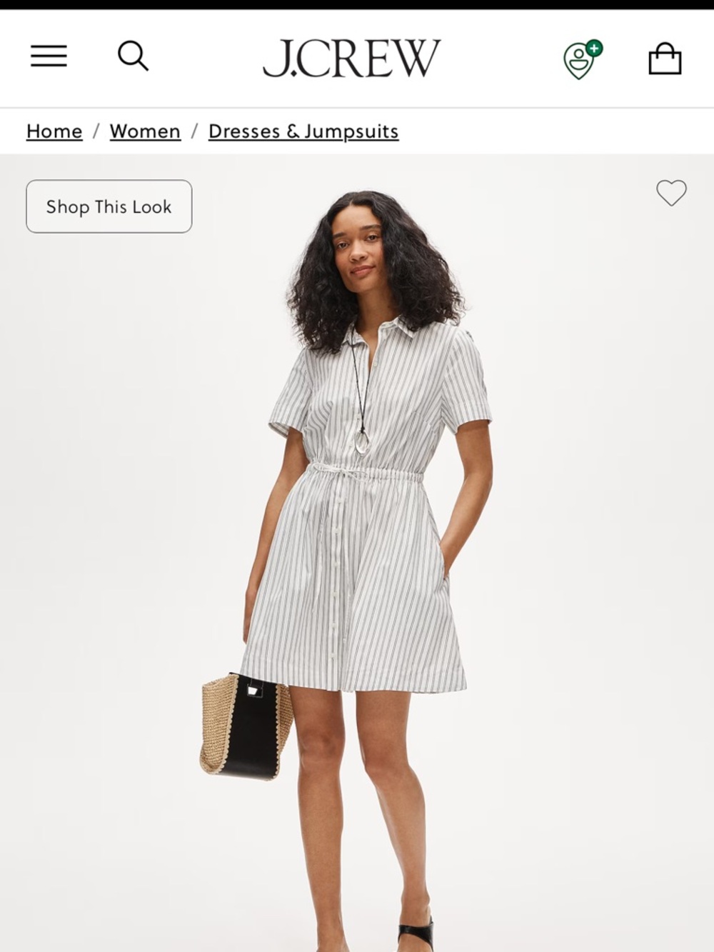J. Crew Cerise mini shirt-dress in striped cotton poplin